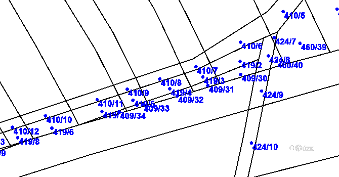 Parcela st. 419/4 v KÚ Uhřice, Katastrální mapa