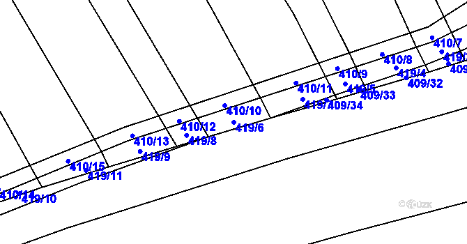 Parcela st. 419/6 v KÚ Uhřice, Katastrální mapa