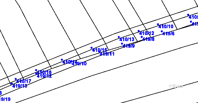 Parcela st. 419/11 v KÚ Uhřice, Katastrální mapa