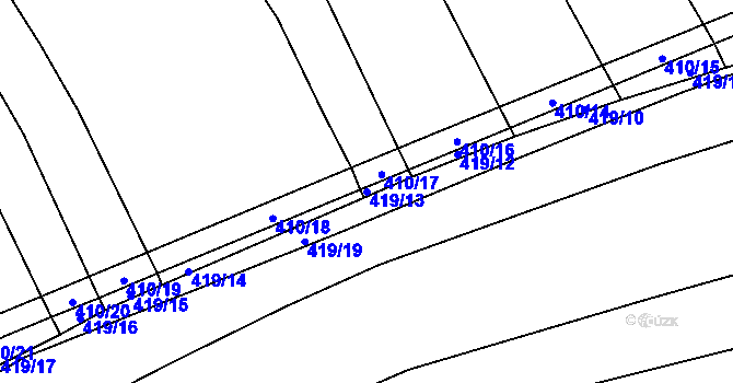 Parcela st. 419/13 v KÚ Uhřice, Katastrální mapa