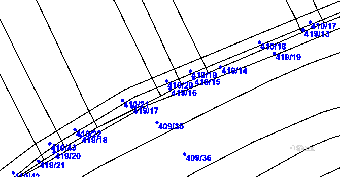 Parcela st. 419/16 v KÚ Uhřice, Katastrální mapa