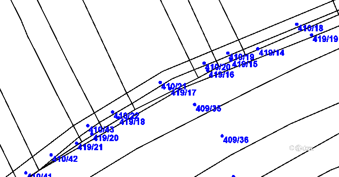 Parcela st. 419/17 v KÚ Uhřice, Katastrální mapa