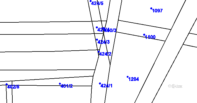 Parcela st. 424/2 v KÚ Uhřice, Katastrální mapa