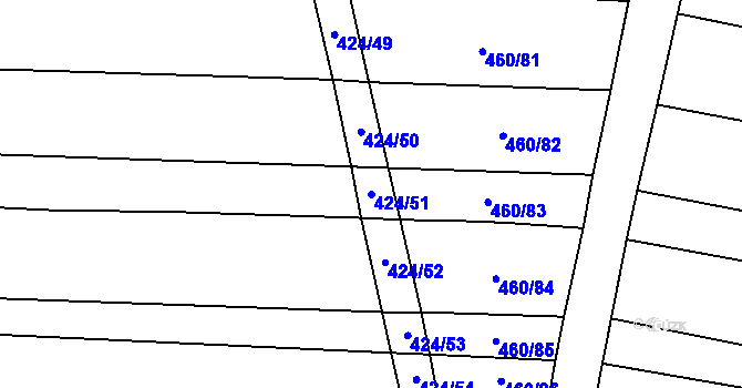 Parcela st. 424/51 v KÚ Uhřice, Katastrální mapa