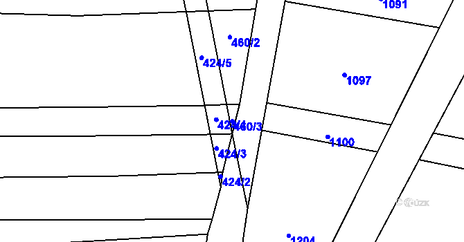 Parcela st. 460/3 v KÚ Uhřice, Katastrální mapa