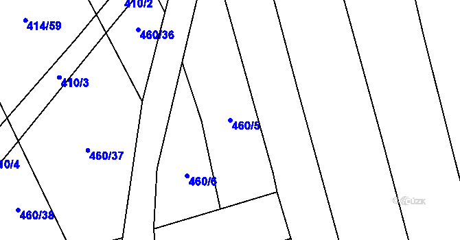 Parcela st. 460/5 v KÚ Uhřice, Katastrální mapa