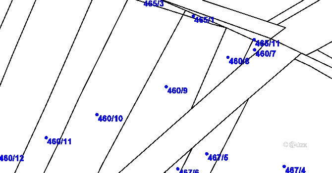 Parcela st. 460/9 v KÚ Uhřice, Katastrální mapa
