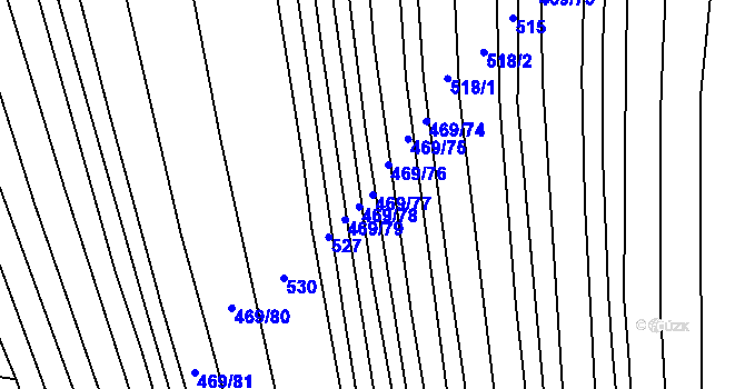 Parcela st. 469/77 v KÚ Uhřice, Katastrální mapa