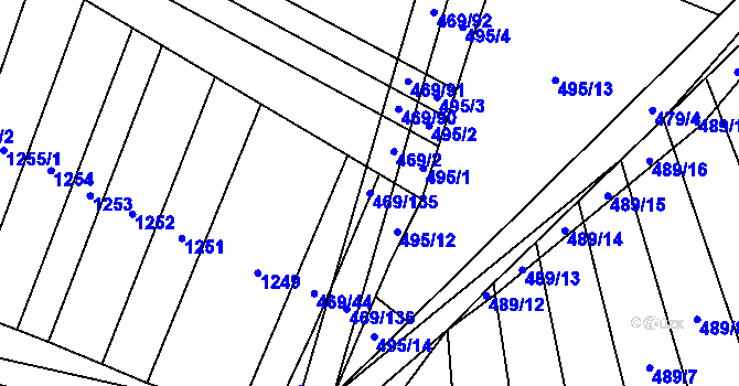 Parcela st. 469/135 v KÚ Uhřice, Katastrální mapa