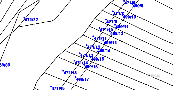 Parcela st. 471/12 v KÚ Uhřice, Katastrální mapa