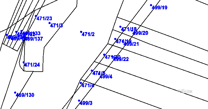 Parcela st. 471/20 v KÚ Uhřice, Katastrální mapa