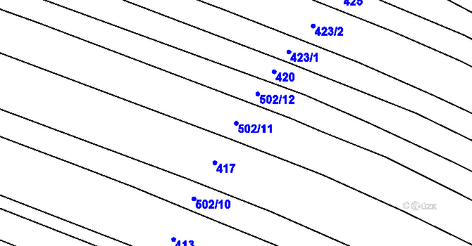 Parcela st. 502/11 v KÚ Uhřice, Katastrální mapa