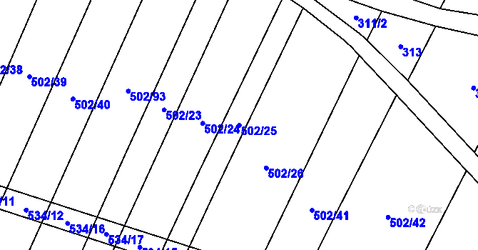 Parcela st. 502/25 v KÚ Uhřice, Katastrální mapa