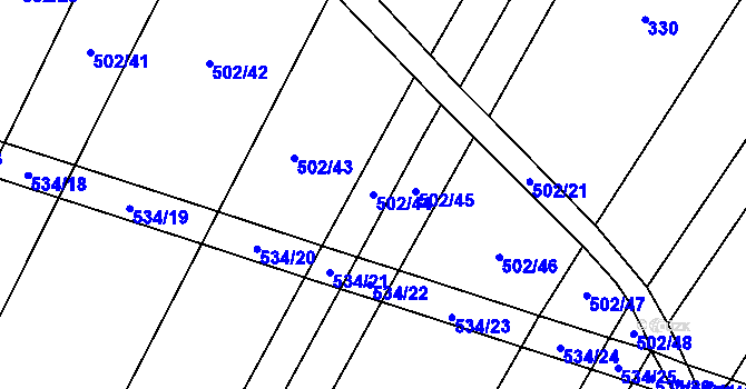 Parcela st. 502/44 v KÚ Uhřice, Katastrální mapa