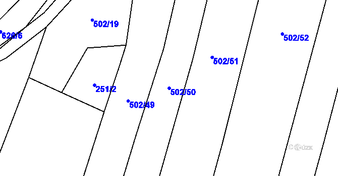 Parcela st. 502/50 v KÚ Uhřice, Katastrální mapa