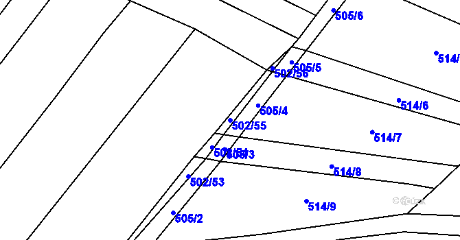 Parcela st. 502/55 v KÚ Uhřice, Katastrální mapa