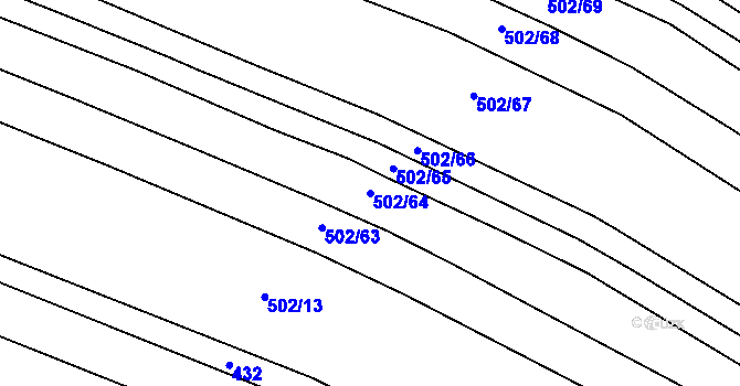 Parcela st. 502/64 v KÚ Uhřice, Katastrální mapa