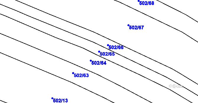 Parcela st. 502/65 v KÚ Uhřice, Katastrální mapa