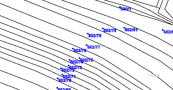 Parcela st. 502/77 v KÚ Uhřice, Katastrální mapa