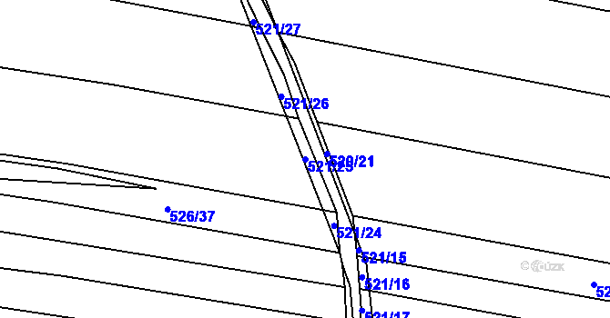 Parcela st. 521/25 v KÚ Uhřice, Katastrální mapa