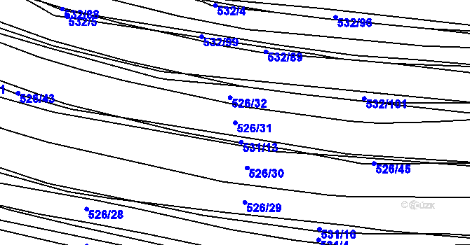 Parcela st. 526/31 v KÚ Uhřice, Katastrální mapa