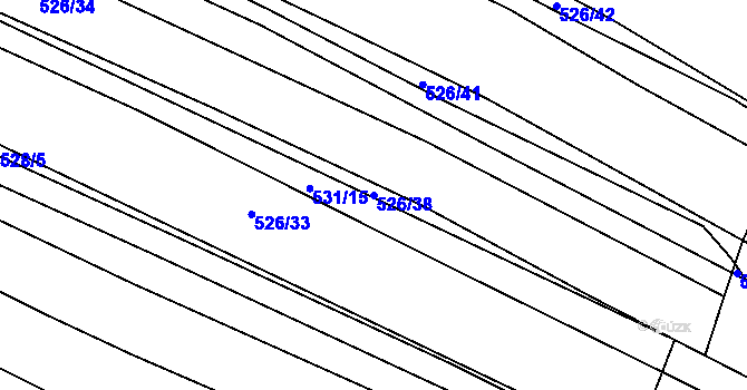 Parcela st. 526/38 v KÚ Uhřice, Katastrální mapa
