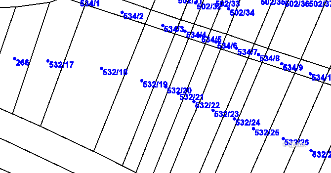 Parcela st. 532/20 v KÚ Uhřice, Katastrální mapa