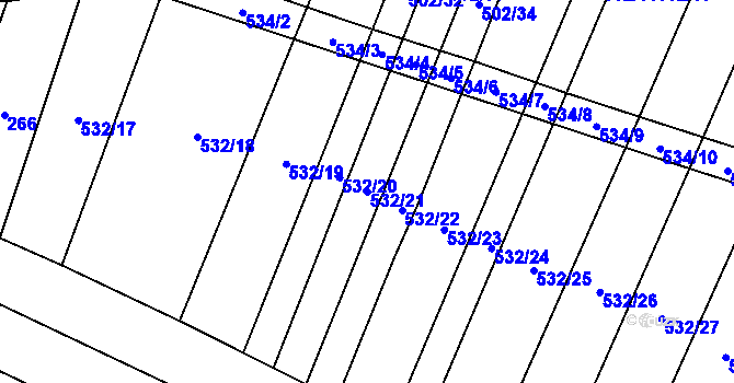 Parcela st. 532/21 v KÚ Uhřice, Katastrální mapa