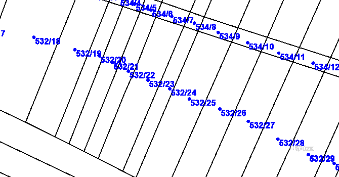 Parcela st. 532/24 v KÚ Uhřice, Katastrální mapa