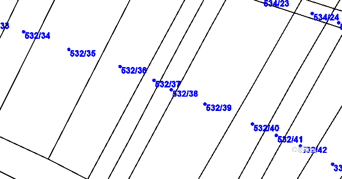 Parcela st. 532/38 v KÚ Uhřice, Katastrální mapa