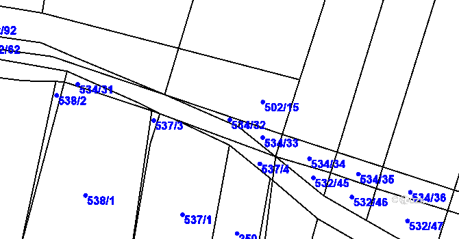 Parcela st. 534/32 v KÚ Uhřice, Katastrální mapa