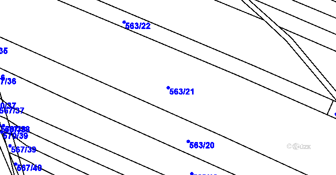 Parcela st. 563/21 v KÚ Uhřice, Katastrální mapa