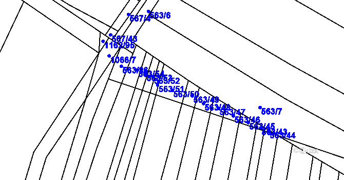 Parcela st. 563/50 v KÚ Uhřice, Katastrální mapa