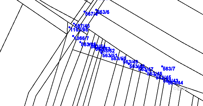 Parcela st. 563/51 v KÚ Uhřice, Katastrální mapa