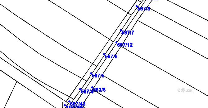 Parcela st. 567/6 v KÚ Uhřice, Katastrální mapa