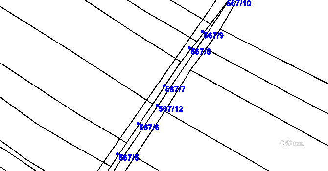 Parcela st. 567/7 v KÚ Uhřice, Katastrální mapa