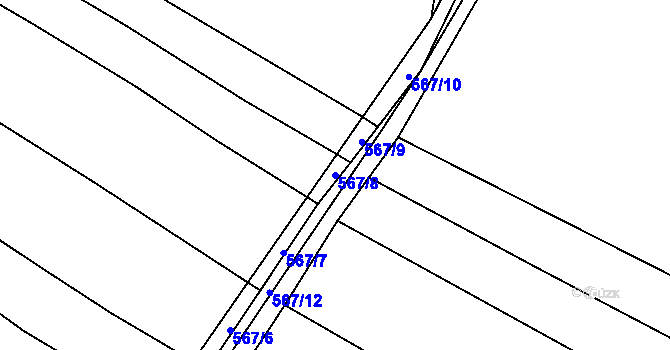 Parcela st. 567/8 v KÚ Uhřice, Katastrální mapa