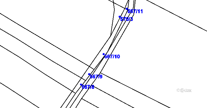 Parcela st. 567/10 v KÚ Uhřice, Katastrální mapa