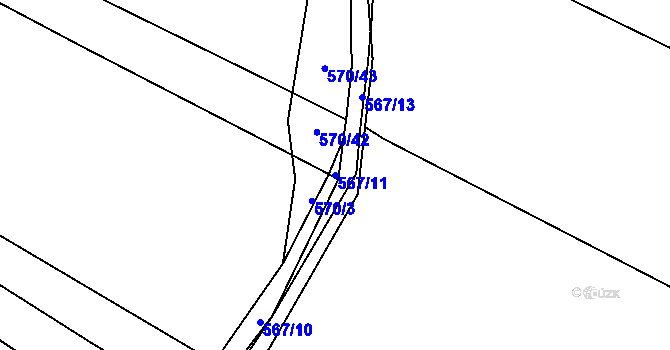 Parcela st. 567/11 v KÚ Uhřice, Katastrální mapa