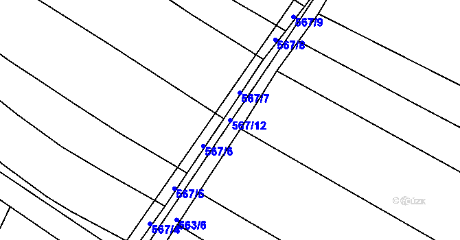 Parcela st. 567/12 v KÚ Uhřice, Katastrální mapa