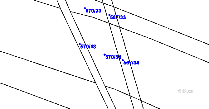 Parcela st. 570/34 v KÚ Uhřice, Katastrální mapa