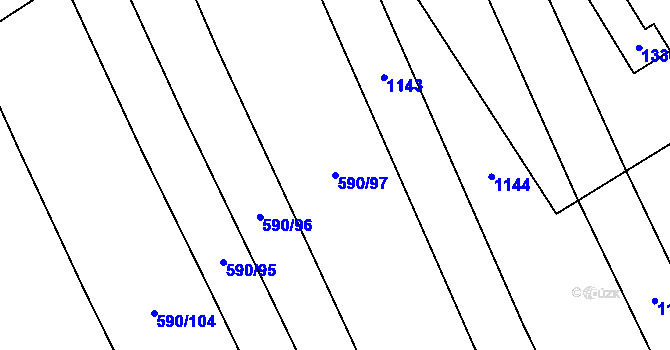 Parcela st. 590/97 v KÚ Uhřice, Katastrální mapa