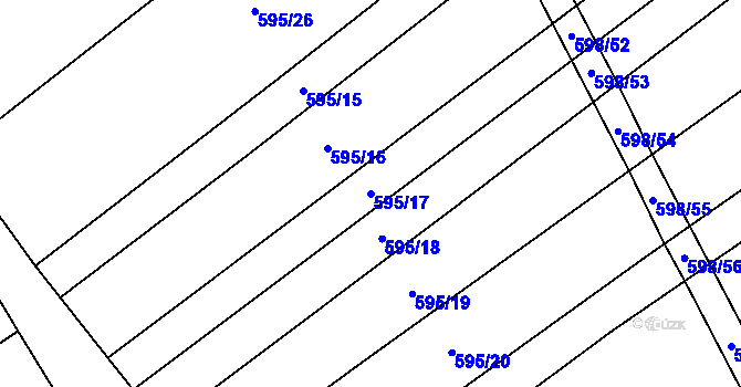 Parcela st. 595/17 v KÚ Uhřice, Katastrální mapa