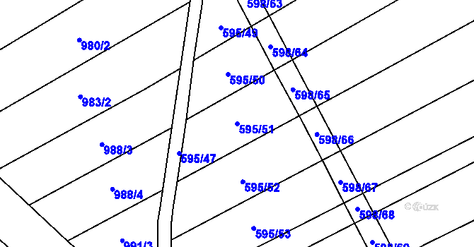 Parcela st. 595/51 v KÚ Uhřice, Katastrální mapa
