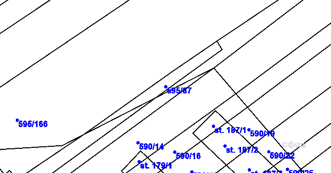 Parcela st. 595/87 v KÚ Uhřice, Katastrální mapa