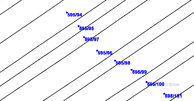 Parcela st. 595/96 v KÚ Uhřice, Katastrální mapa