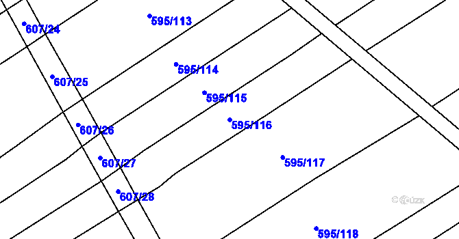 Parcela st. 595/116 v KÚ Uhřice, Katastrální mapa