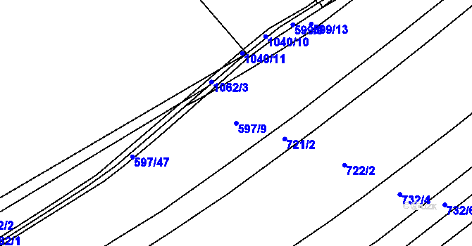 Parcela st. 597/9 v KÚ Uhřice, Katastrální mapa