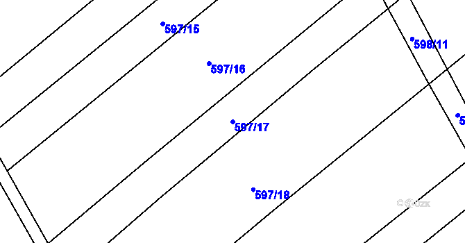 Parcela st. 597/17 v KÚ Uhřice, Katastrální mapa