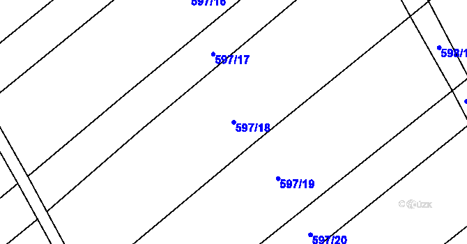 Parcela st. 597/18 v KÚ Uhřice, Katastrální mapa